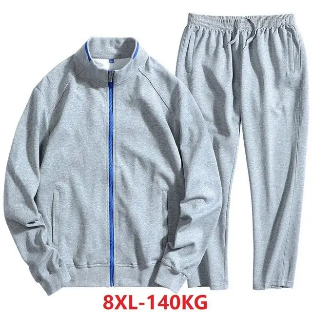 Autumn and winter men's large size sweatshirt long sleeve stand collar zipper 6XL 7XL 8XL casual sportswear black blue gray | Мужская