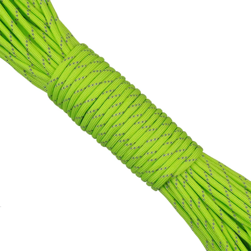 Green 12 Colors 7 Strands Reflective Paracord For Outdoor Survival Bracelet Kit DIY Lanyard Camping Hiking Parachute Cord - Цвет: Green
