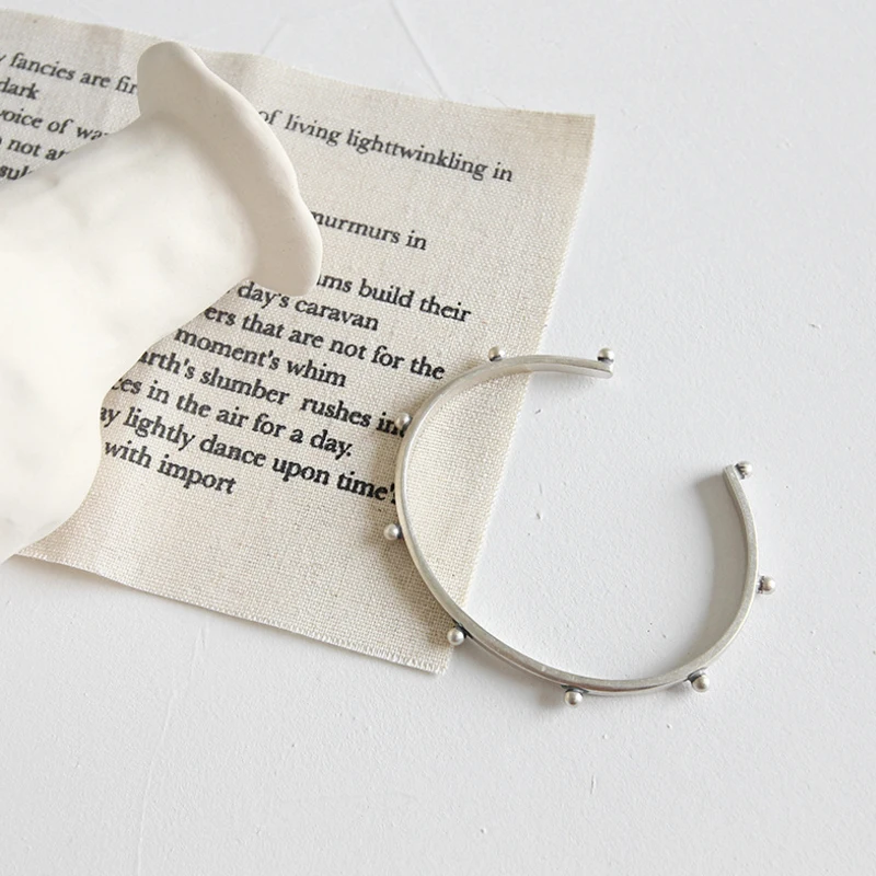 

New Authentic 925 Sterling Silver Jewelry Fashion Rock Rivet Bangles for Women