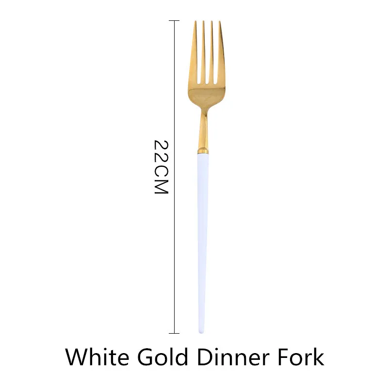 White Gold Fork 1 шт. столовый набор столовых приборов, ножи, вилки, ложки, Западная кухня, столовая посуда из нержавеющей стали, домашние вечерние столовые приборы, набор посуды - Цвет: White Gold Fork