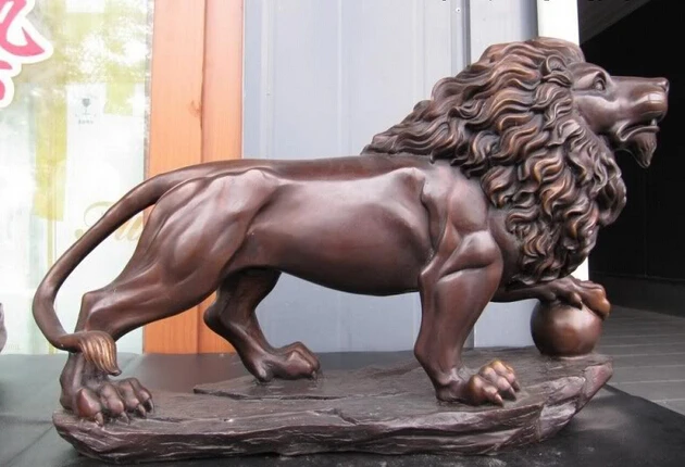 

Xd 001695 13 Китайский 100% чистая бронза резные жестокость зло Фу Собака Африке охранник Лев