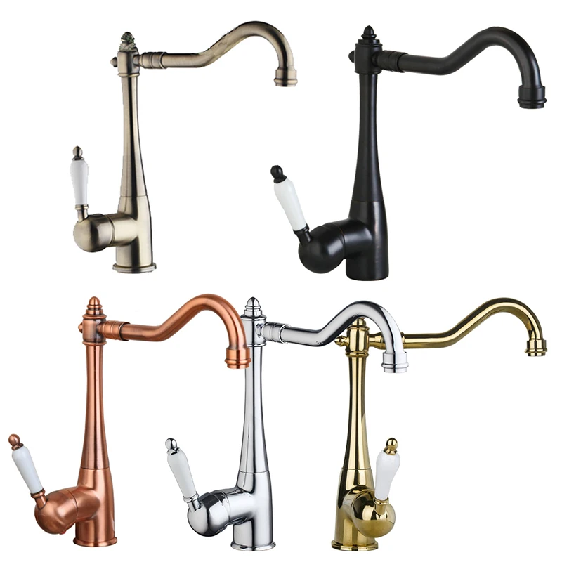 Torayvino Antique Copper /Chrome / ORB Gold Finish Swivel Brass Deck Mounted Tap Kitchen Sink Faucet Mixer Taps | Обустройство дома