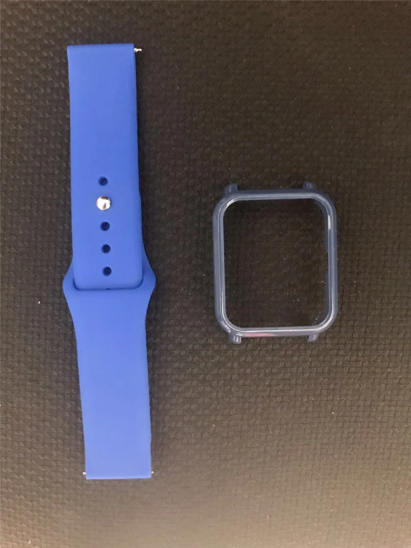 Midnight Blue 7в1 Мягкая силиконовая лента для Xiaomi Huami Amazfit Bip маленький ремешок браслет часы с PC чехол Защитная пленка для экрана - Цвет: Midnight Blue