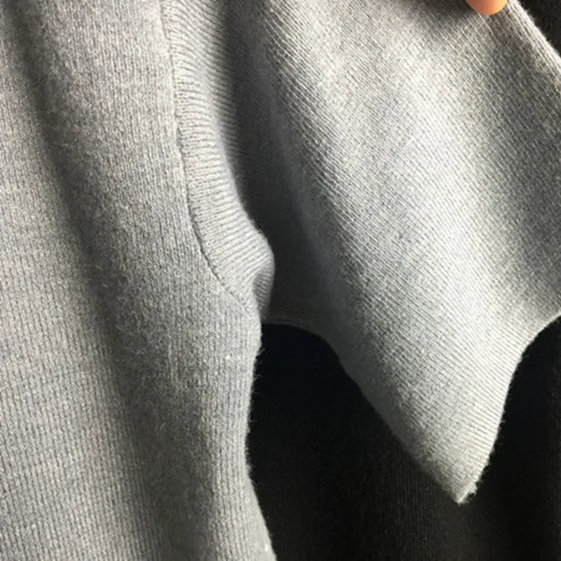 Женский трикотажный свитер-водолазка свободный плотный пуловер с коротким