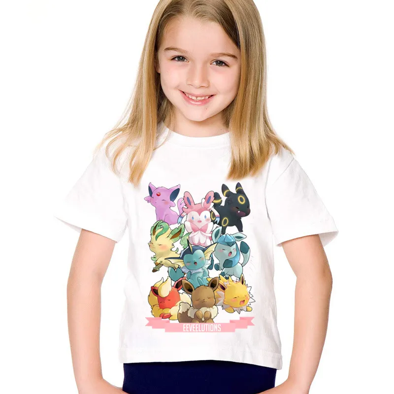 Детские футболки Pokemon Go Pop eveelutions Spirits Got Fit Them All Summer топы для мальчиков и девочек
