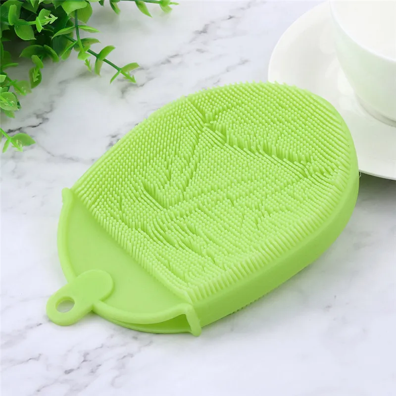 Green Силиконовые блюдо губка для мытья, скребок Кухня очистки антибактериальное средство аксессуары Щетка для плитки для чистки чистый Кухня щетка - Цвет: Green