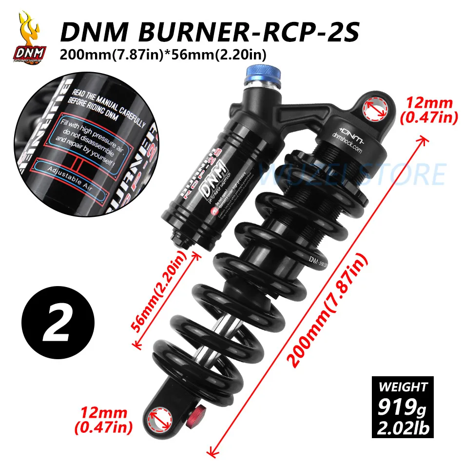 RCP3 200-56mm DNM RCP-2S задний амортизатор для горного велосипеда Горные пружинная подвеска Регулируемая пневматическая подвеска велосипед ударов - Цвет: RCP3 200-56mm