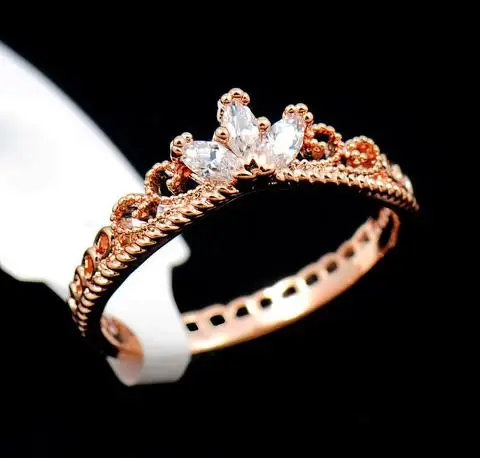 MANGOSKY Rose Gold CZ Dainty Crown Ring free shipping | Украшения и аксессуары