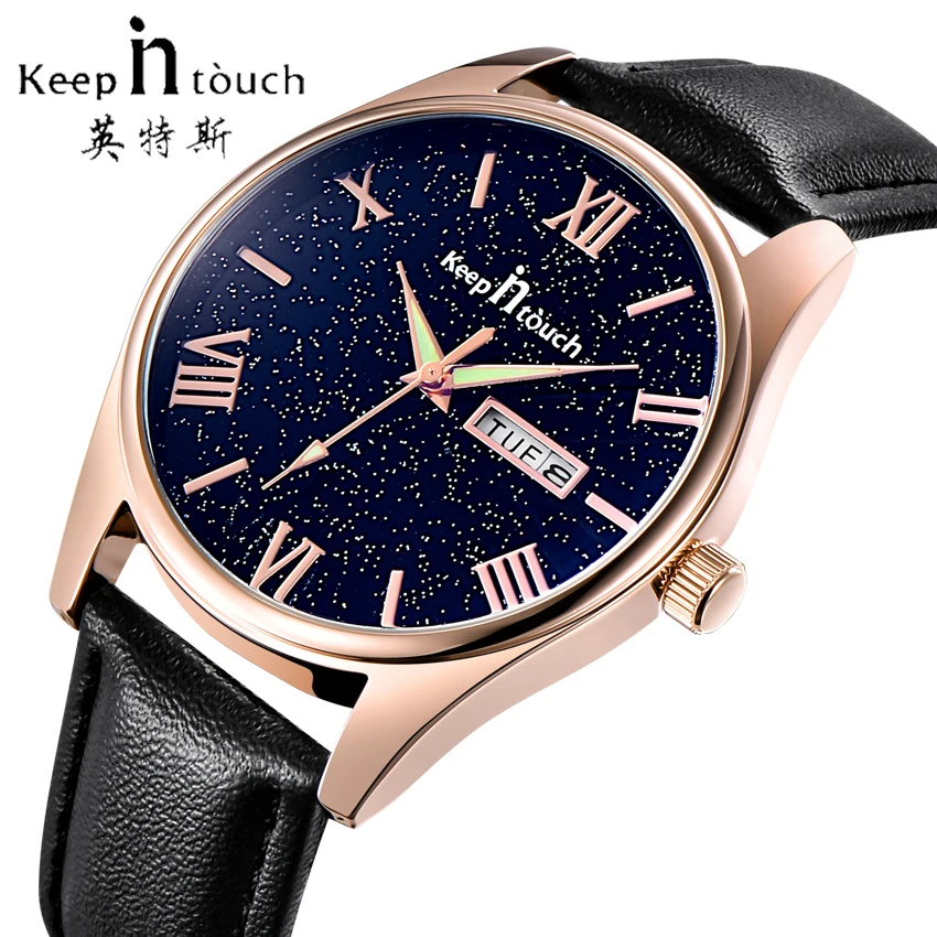 KEEP In Touch роскошные мужские часы s с датой спортивные военные кожаный ремешок для