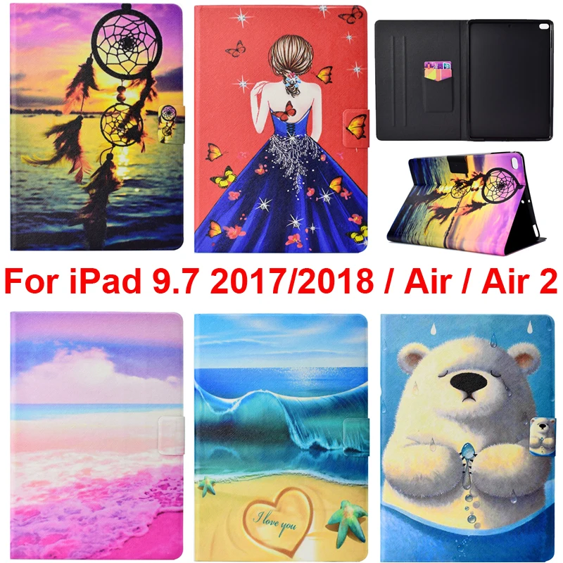 Чехол для iPad Air 2 + защитный чехол с отделением карт 9 7 2018 изображением девушки