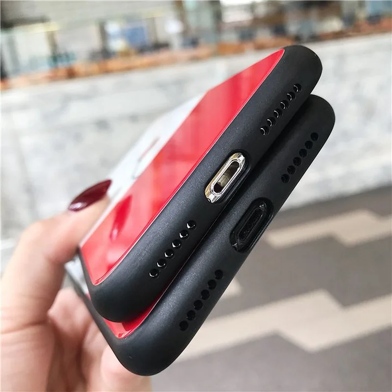 Cute Love Heart Phone Case for IPhone X 6 XS 6S 7 8 XR MAX Glass Back Cover Plus Cases |