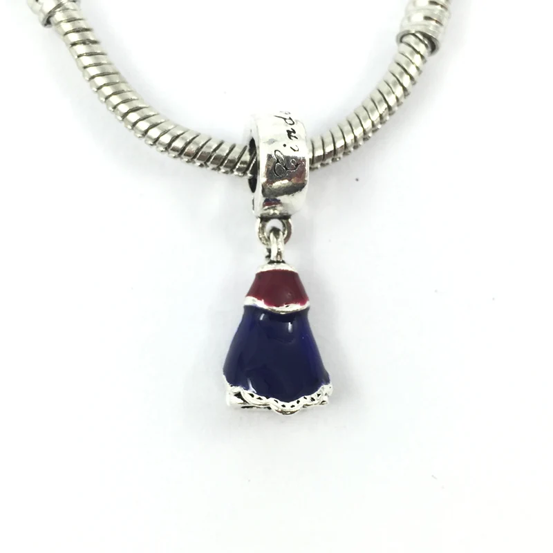 Посеребренная юбка подвеска с эмалью Европейские Бусины подходят для браслетов