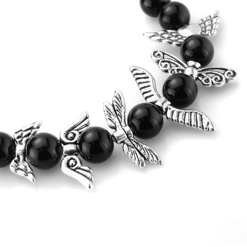 60 шт. подвеска Крыло ангела кулон с контейнера коробки тибетский посеребренные