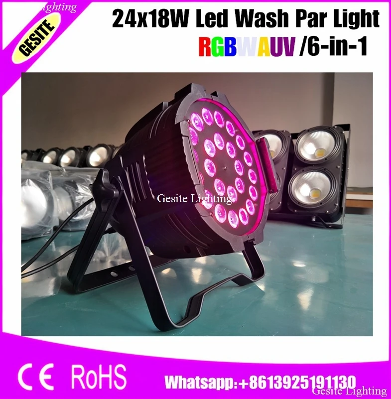 Комнатный светодиодный настенный светильник DMX 24x18 Вт RGBWA + UV 6 в 1 для зала вечерние