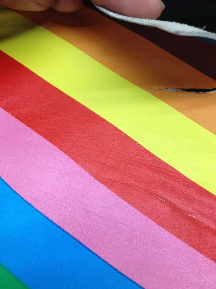 Радуга Цвет полоса натуральной козьей кожи Ткань для обуви/кошелек/сумка