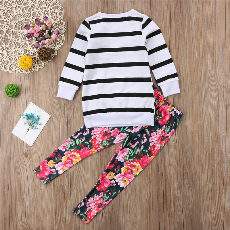 2 шт. Спортивная футболка с длинным рукавом и штаны цветочным принтом | Мать