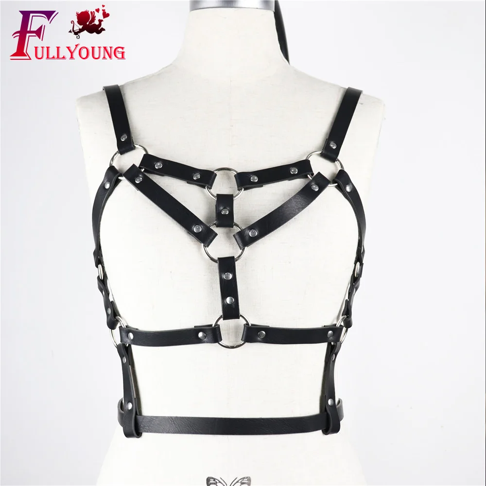 Ремень Fullyoung женский кожаный пикантный пояс портупея в стиле Харадзюку нижнее