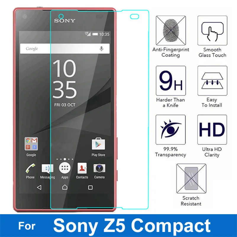 9H 2.5D 0,26 мм Закаленное стекло протектор для sony Xperia Z5 Compact E5803 E5823 4,6 дюймов экран закаленное защитное покрытие