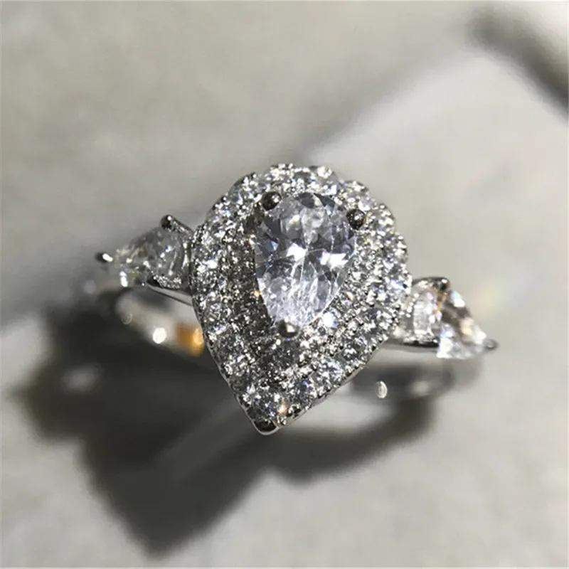 CC Ювелирные изделия 925 Серебряные кольца для женщин модные розовые капли воды