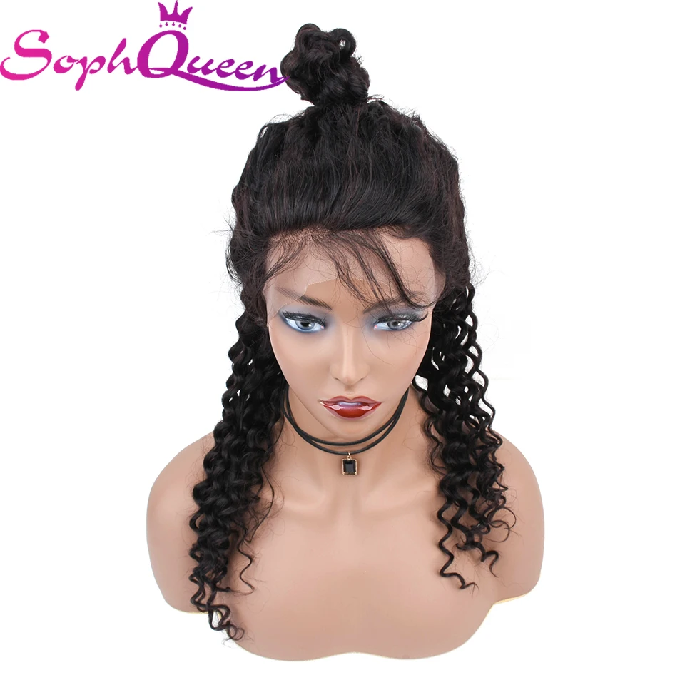 Soph queen hair 13*4 фронтальные человеческие волосы парики для черных женщин перуанские глубокие волнистые волосы парики с волосами младенца естественного цвета