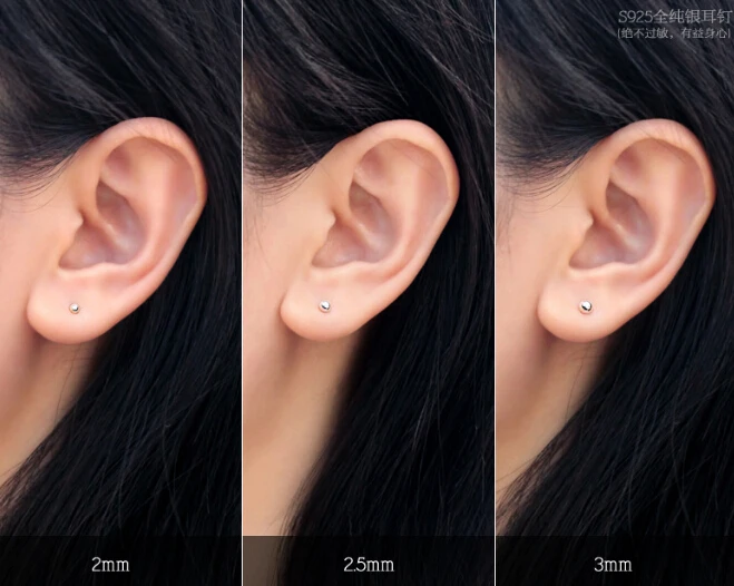 Реальный. 925 пробы серебряные ювелирные изделия полированные серьги-гвоздики с