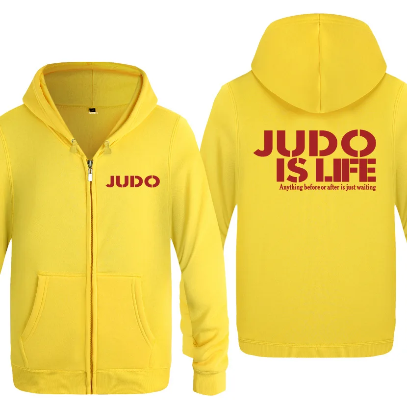 12 Мужские толстовки с капюшоном на молнии с надписью «Judo is Life», мужская флисовая толстовка с капюшоном и длинным рукавом, мужская куртка, пальто, Толстовка для фитнеса, спортивный костюм негабаритных размеров - Цвет: 12