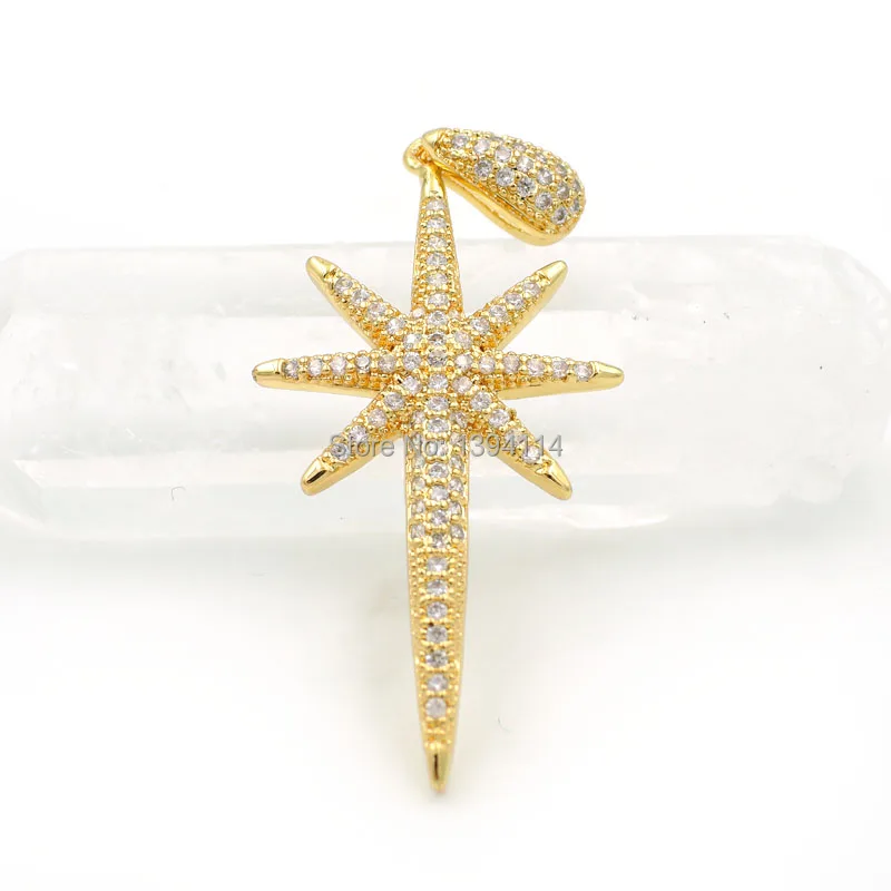 Шармы ZENGAZE медные с фианитами октаграмма 10 шт