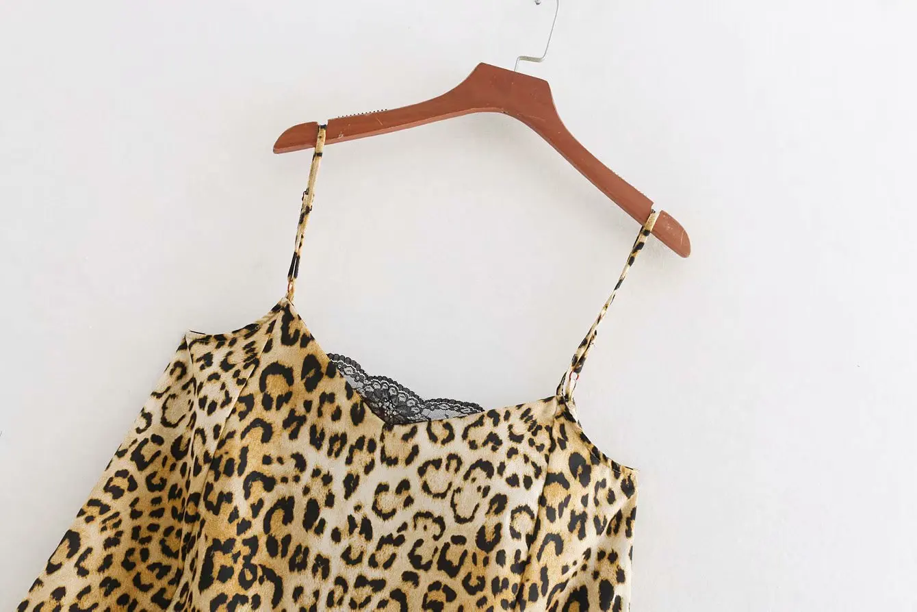 Женская Сексуальная Блузка с леопардовым принтом кружевная Вязаная безрукавка