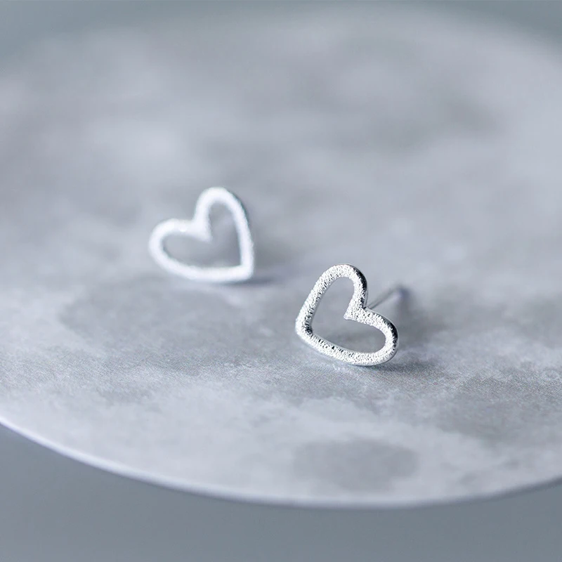 2018 fashion Trusta 925 Sterling Silver Jewelry Women Fashion Cute Tiny Hollow Heart Stud Earrings Gift For Girls Kids Lady | Украшения и