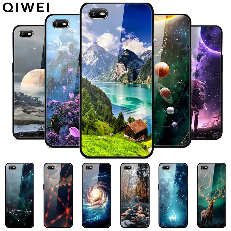 Чехол для OPPO A1K стеклянная жесткая задняя крышка OPPOA1K чехол A 1 K A1 Модный телефона