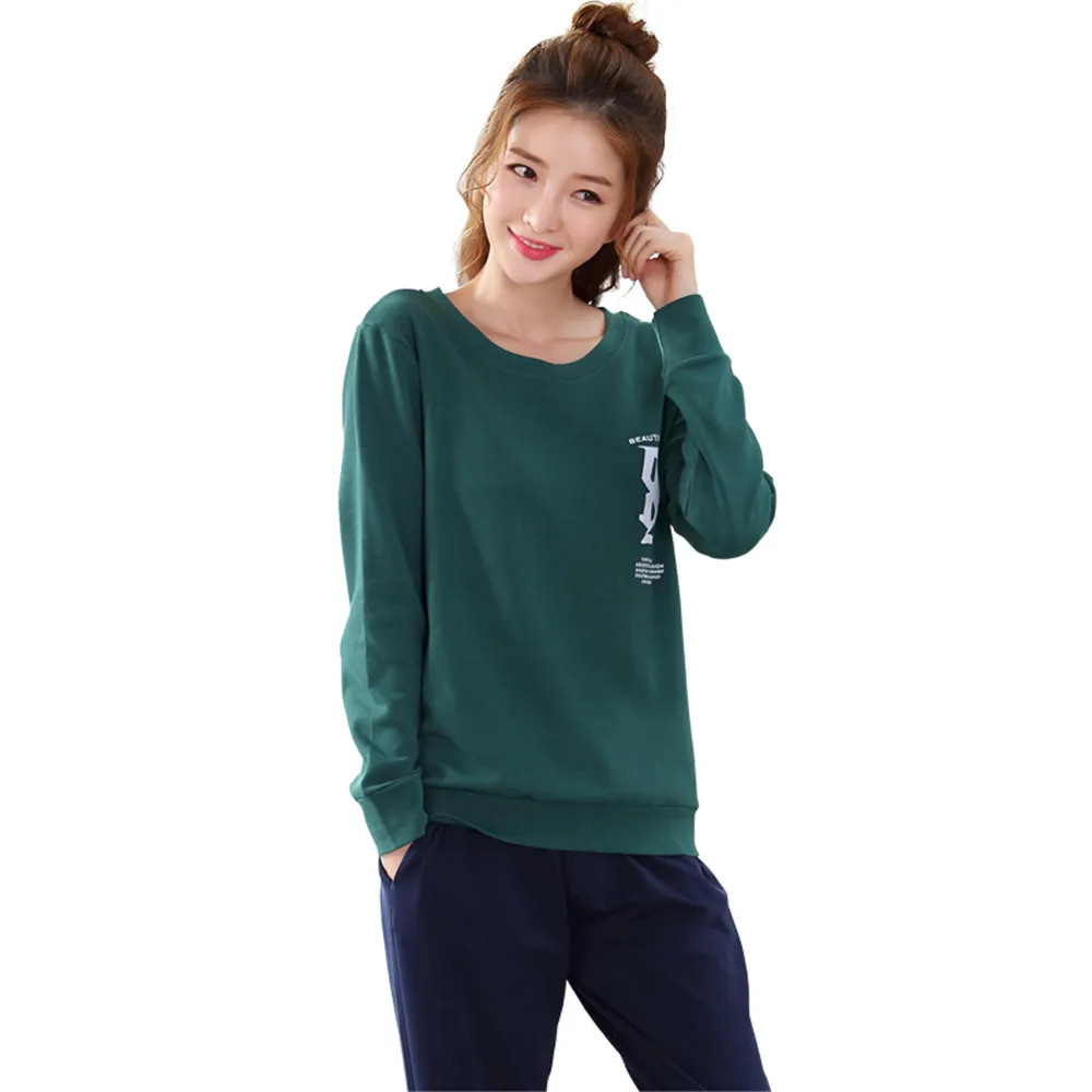 Women's Pajama Set Winter Cotton Long Sleeve Nightwear Ladies Solid Sleepwear Leisure Outside Pajamas Suit Home Clothing M-XXL |