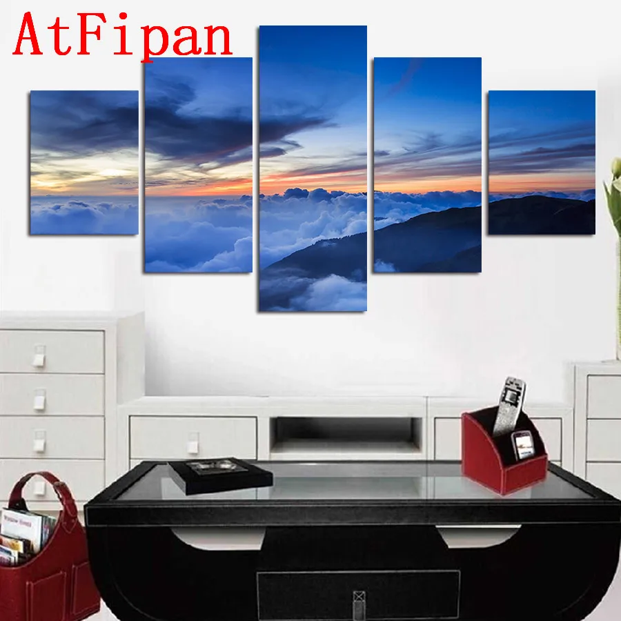 Atfipan 5 шт. стены Книги по искусству Холст Картина горизонт облака современного