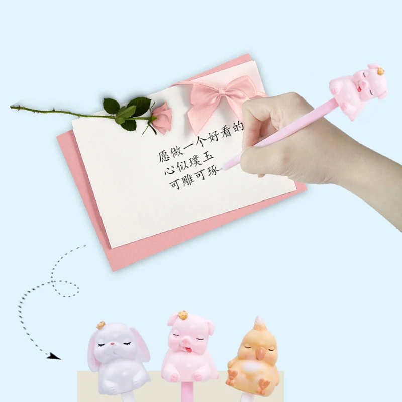 Гелевая ручка с милыми животными Kawaii 0,5 мм, новинка для кошек, собак, кроликов, слонов, нейтральные ручки для письма, подарки для детей, призы, школьные канцелярские принадлежности