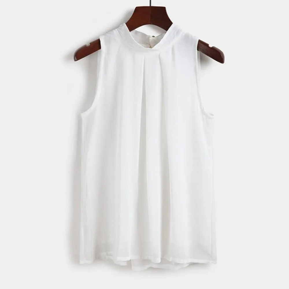 Новые женские повседневные шифоновые рубашки без рукавов футболки Летние