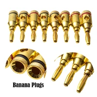 20pcs 4mm 24k gold plated banana plugs wire cable connectors musical for speaker amplifier adapter audio banana plug connector