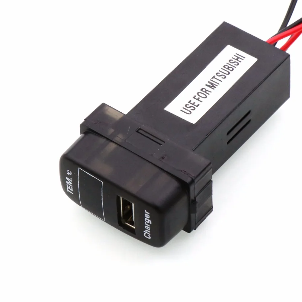 5 в 2.1A USB интерфейс разъем автомобильное зарядное устройство и крытый/Открытый термометр использовать для Mitsubishi, asx, lancer, outlander, pajero, zinger
