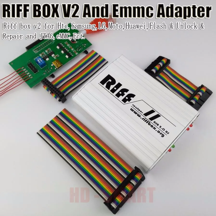 Оригинальная RIFF коробка JTAG для htc, SAMSUNG, huawei Riff коробка разблокировка& Вспышка& Ремонт с 3 шт плоских кабелей и RIFF коробка EMMC адаптер