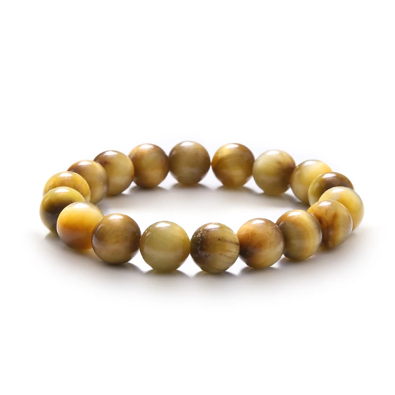 gold tiger eye Натуральный разноцветный браслет из бисера с тигровым глазом 10 мм бусины 18 см Браслеты DIY ювелирные изделия для мужчин и женщин - Окраска металла: gold tiger eye