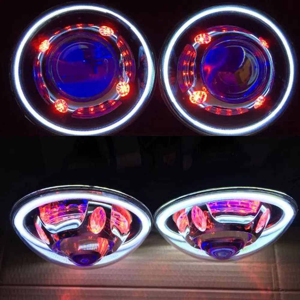 7 дюймовый светодиодный Звездное фары для автомобиля с красный Белый Синий