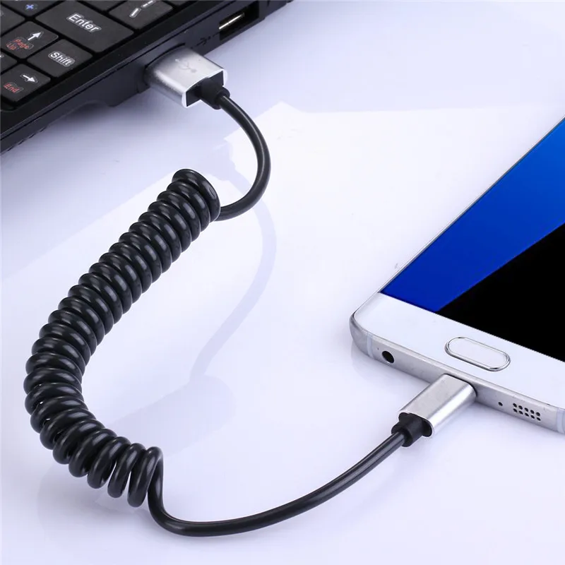 Выдвижной пружинный кабель Micro USB для быстрой зарядки Huawei Y7 Pro 2018/Y9 (2018)/Y6 2017/Y7 Prime