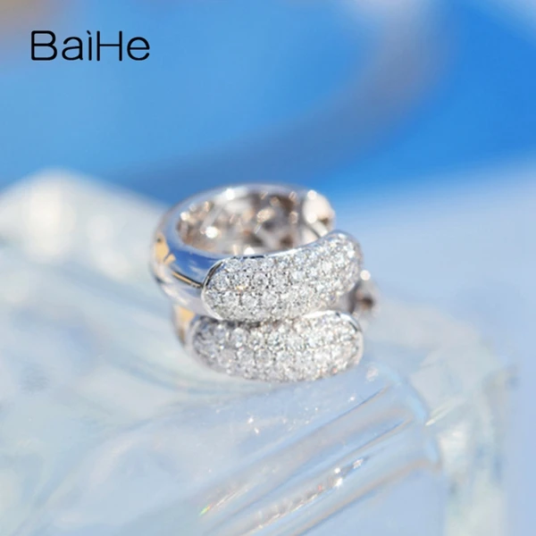 BAIHE Solid 14 K белое золото 0.50CT(всего) H/SI натуральные Алмазы обручальные женские модные ювелирные изделия серьги-гвоздики