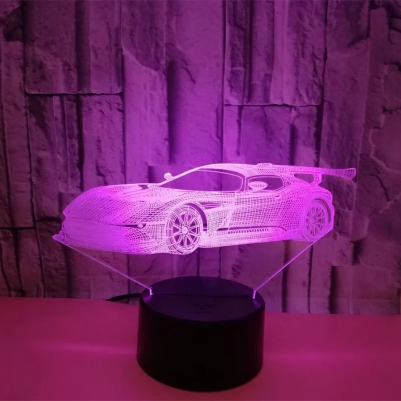 Красочный спортивный автомобиль Touch 3d лампа Иллюзия светодиодный ночник USB атмосферная настольная лампа для детей подарок маленьких прикроватная Спальня
