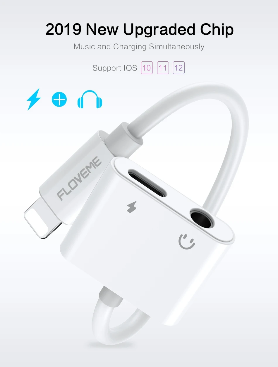 FLOVEME 2 в 1 для Lightning до 3,5 мм адаптер для iPhone адаптер для наушников зарядное устройство и аудио адаптер для iPhone X XS MAX XR