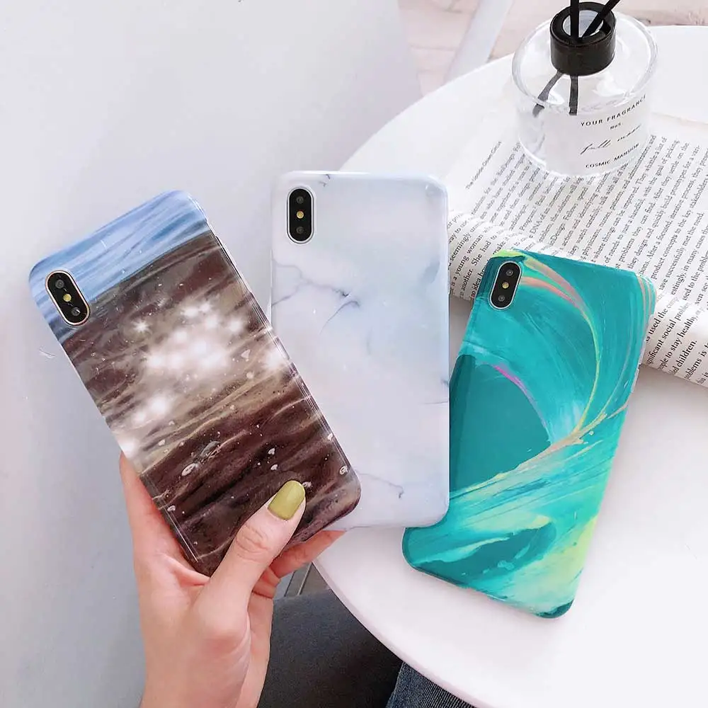 Чехол для телефона Boucho iphone 8 7 6 6S Plus Модный Цветной чехол под мрамор с морским дном