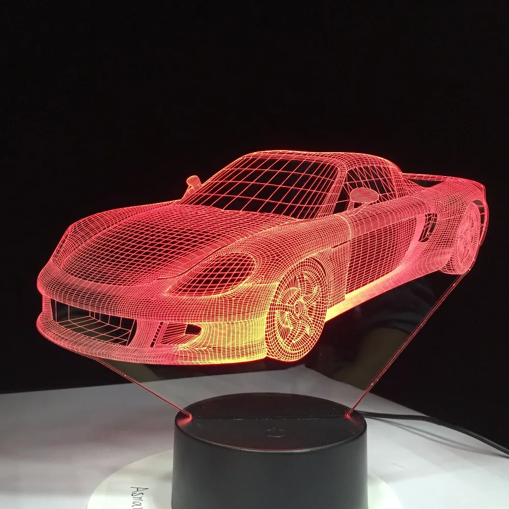 Крутая Автомобильная 3D светодиодная лампа 7 цветов менясветодиодный цвет