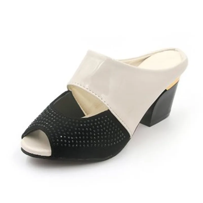 Summer Fashion Casual Women's Peep Toe Slippers Ladies Fish Mouth Sandals 2019 New Thick Heel Non-slip Shoes | Обувь