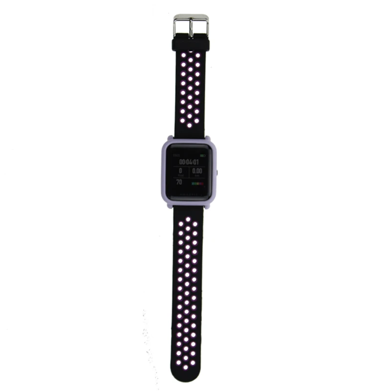 black purple Спортивный силиконовый ремешок Bip для Xiaomi Huami Amazfit, браслет для Huami Amazfit Bip Bit, ремешок на запястье 20 мм - Цвет ремешка: black purple