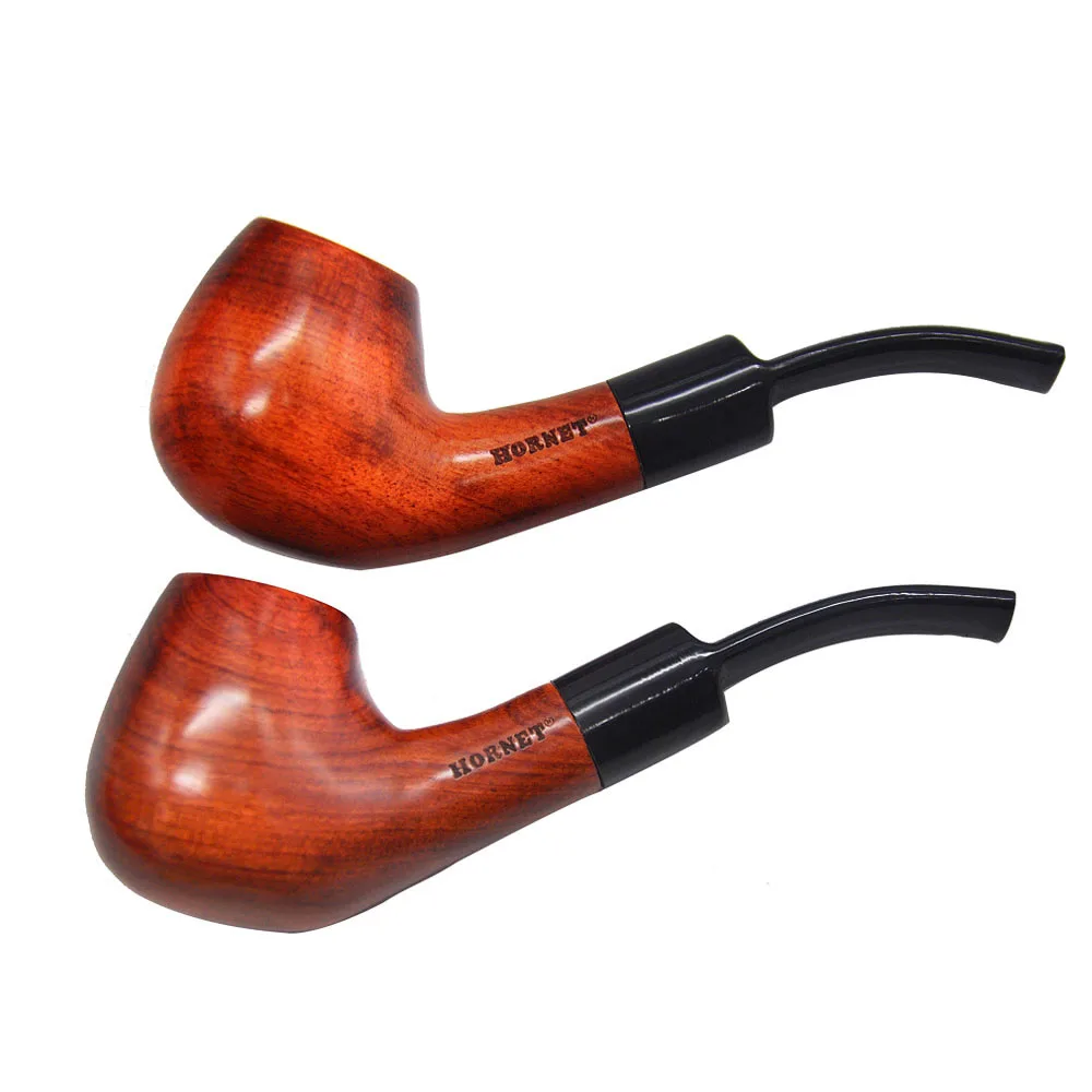 HORNET изогнутая красная сандаловая трубка с фильтром 18 мм деревянная для курения 6