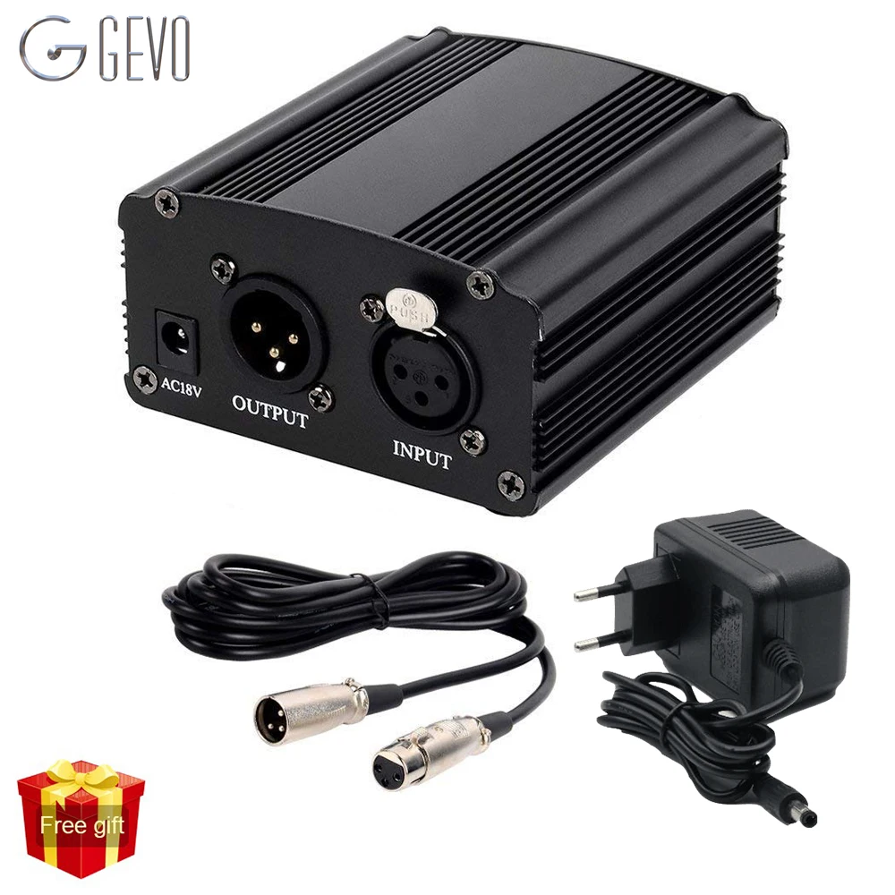 GEVO 48 В фантомный блок питания с адаптером ЕС 3 м аудио XLR кабель для конденсаторного микрофона студийное музыкальное голосовое оборудование для записи
