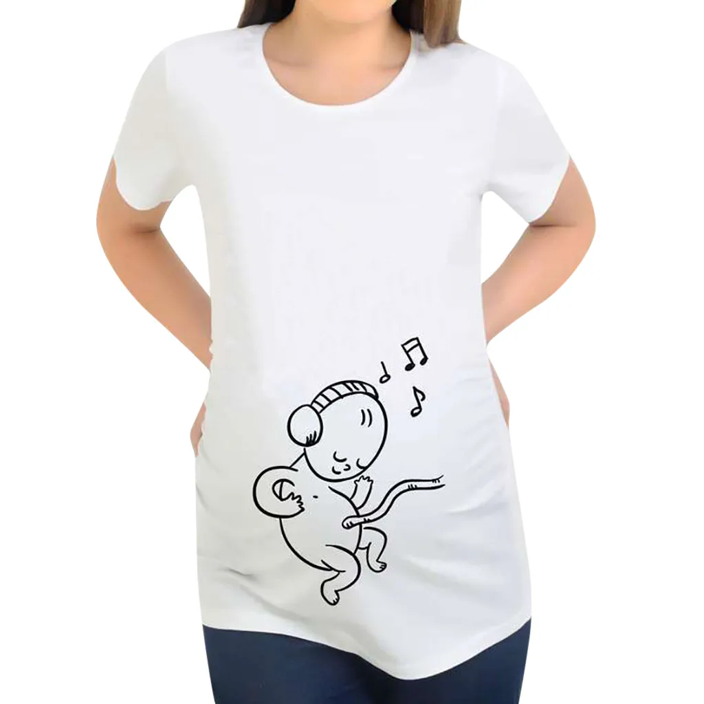 Топ для кормящих женщин Летняя Повседневная белая футболка с коротким рукавом и